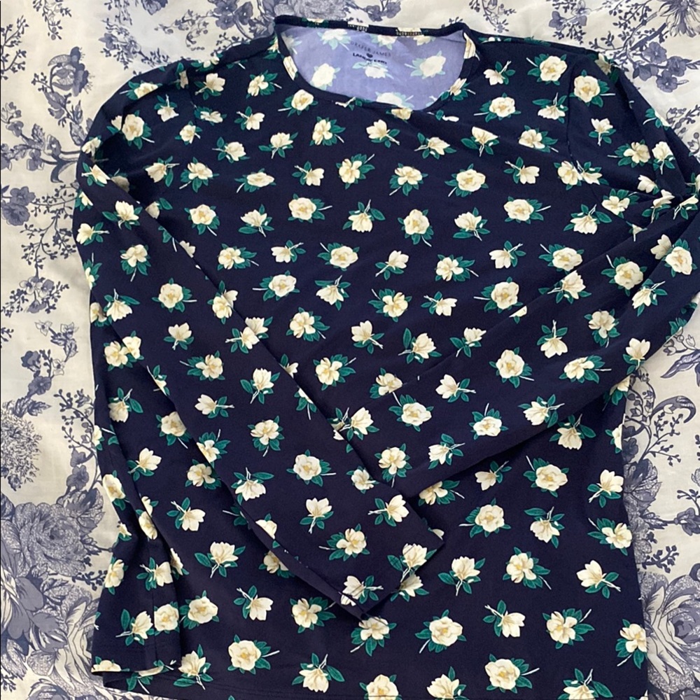 Draper James Blue Fitted Long Sleeve swim shirt